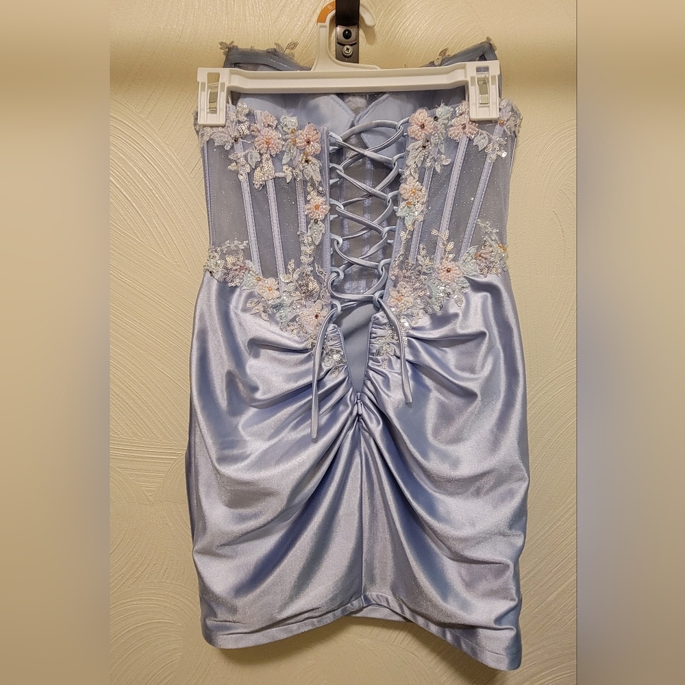 Prom, Homecoming, Lavender Floral Embellished Dress - Picture 2 of 2